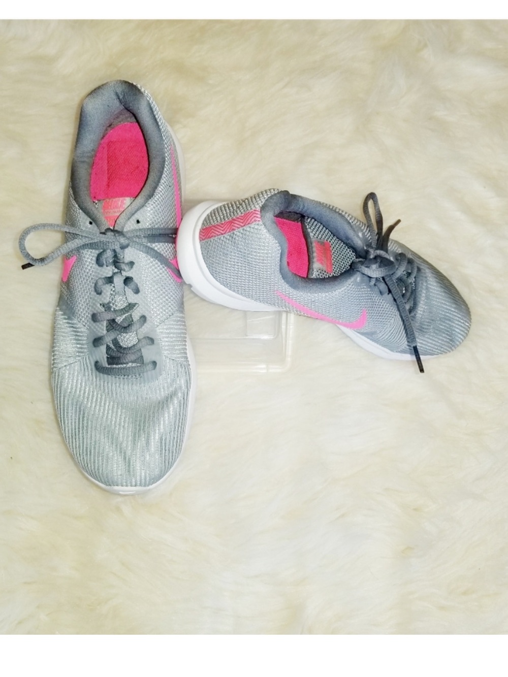 Nike Gray Sneakers with Pink Accents